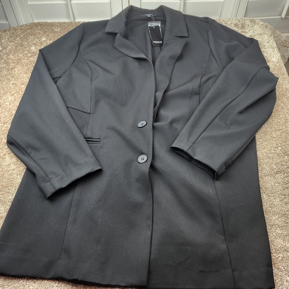 Torrid Studio Luxe Long Line Blazer Black Plus Size 3X 22-24 19673535 NWT